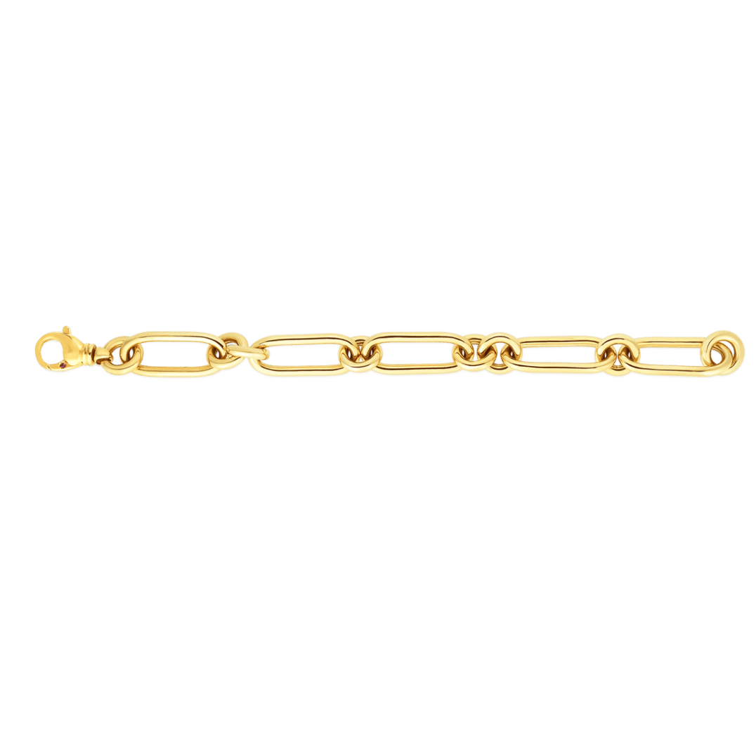 18K YELLOW DESIGNER GOLD OVAL ROUND LINK BRACELET Roberto Coin